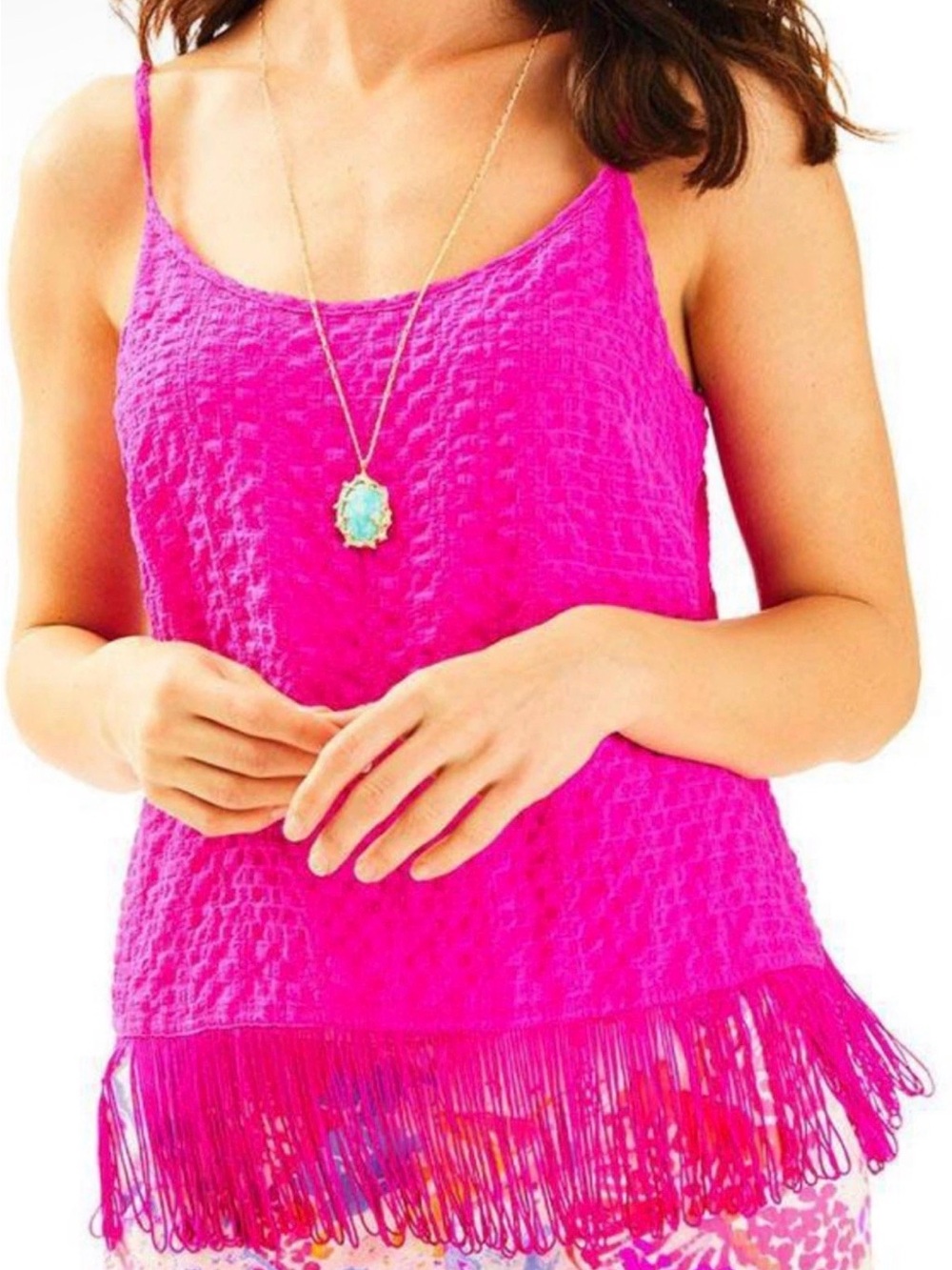NWT Lilly Pulitzer Hot Pink Fringe Cami M